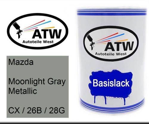 Mazda, Moonlight Gray Metallic, CX / 26B / 28G: 500ml Lackdose, von ATW Autoteile West.